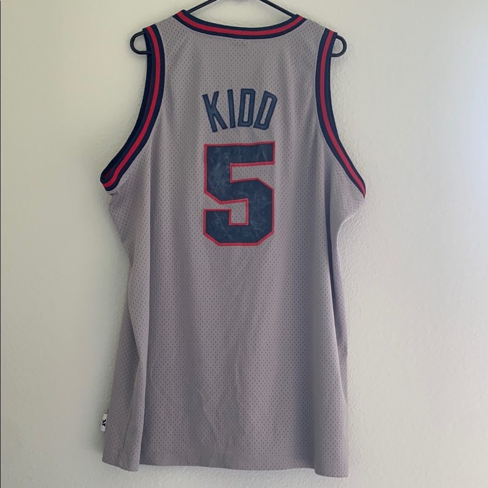 Nike Gray and Red Retro Basketball Jersey KIDD